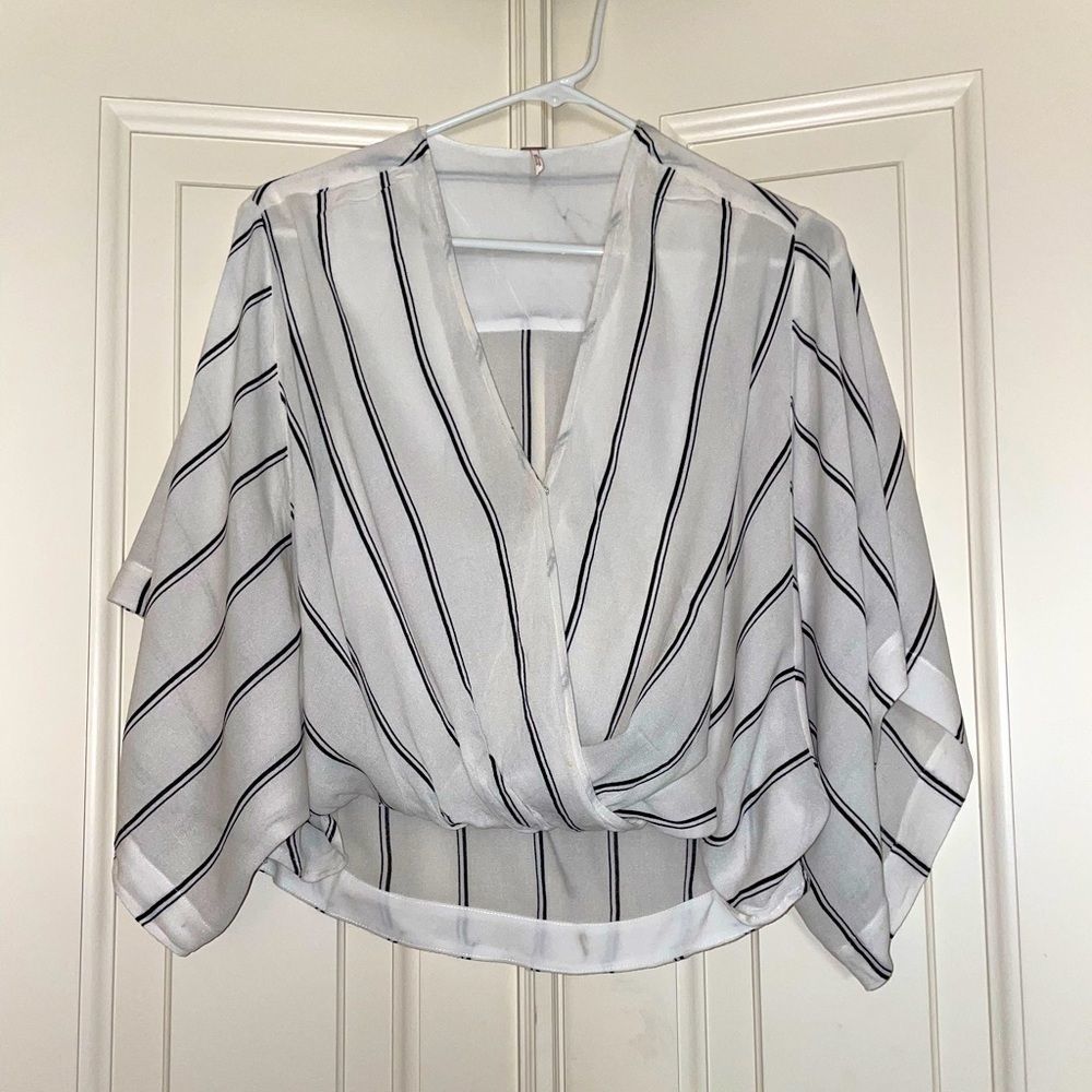 Free People V Cut Striped Blouse